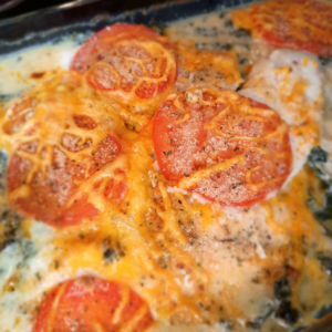 Creamy spinach baked tilapia