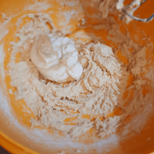 Mix flour and yogurt