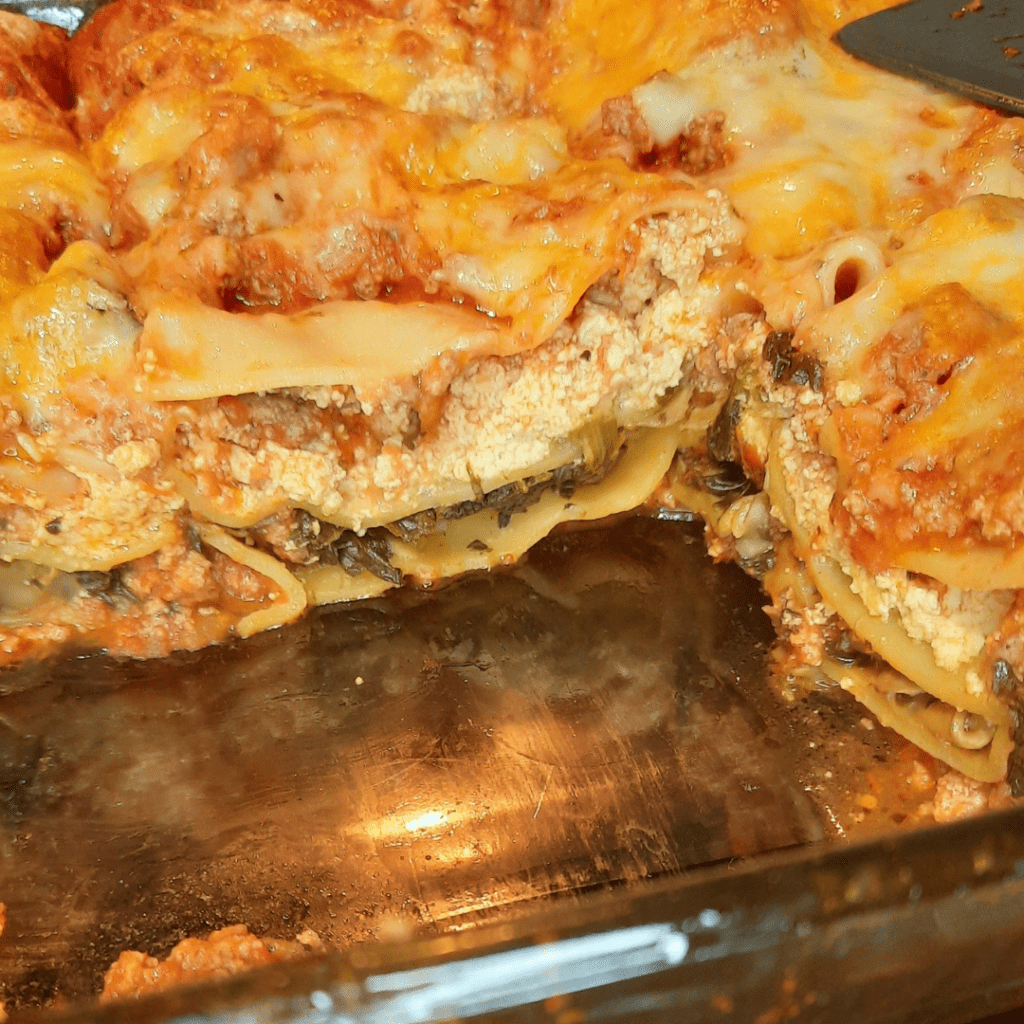 Best G-Damn Lasagna Cut in Pan